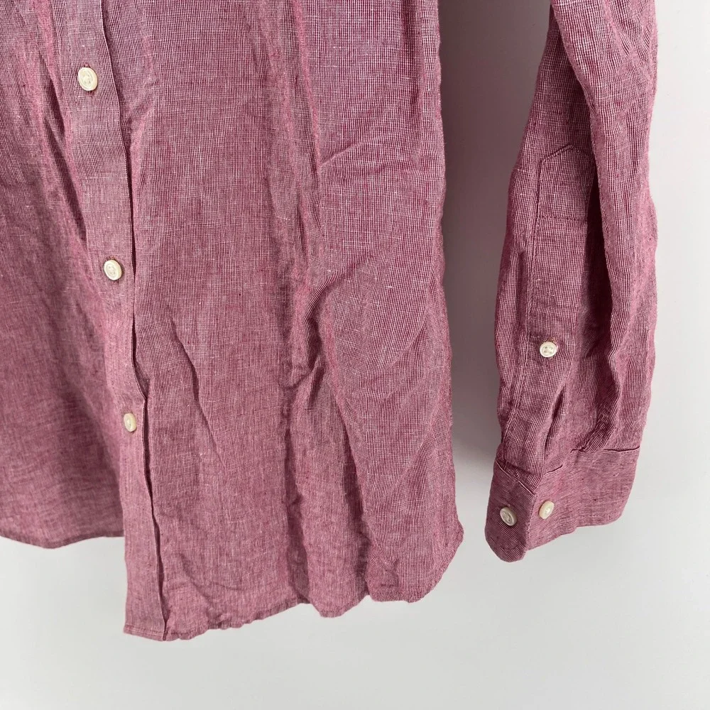 Banana Republic Linen Blend Shirt Mens Large Red Slim Fit Button Down Classic‎